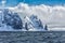 Sharp new mountain peaks covered in snow near Concession Bay, Antarctica