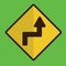 Sharp reverse right turns ahead sign. Vector illustration decorative design