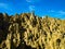 Sharp rock pillars in bolivian Moon Valley