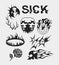 sharp spiky brutalism element shape asset acid poster, tattoo, tribal illustration vector creepy icon, symbol sick editable