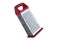 sharp Stainless Steel Box Grater with red handle.