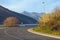 Sharp turn of road. View of Adriatic Highway Jadranska magistrala running along the coast of Bay of Kotor. Montenegro