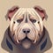 Sharpei portrait. Head of a cute wrinkled purebred dog. Full face view. AI-generated