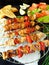 Shashlik made of meat with vegetables