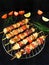 Shashlik made of meat with vegetables