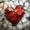 A shattered heart on a cracked gray concrete background. Fashionable minimalist illustration. Symbols of love. AI Generated