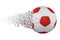 Shattering soccer ball 3D realistic raster illustration. Football ball with explosion effect. design element.