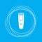 Shaver hairclipper icon on a blue background with abstract circles around and place for your text.