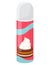 Shaving cream can on striped background with cream cap. Grooming product and personal care essentials vector