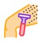 Shaving legs with razor icon vector outline illustration