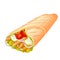 Shawarma or chicken wrap vector icon.