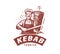Shawarma kebab logo design. Vector label for turkish and arabic fast food restaurant