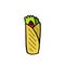 Shawarma sandwich doodle icon, vector color illustration