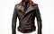 Shawl Collar Leather Jacket Isolated on Clear Background -Generative Ai