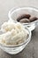 Shea butter and nuts in bowls