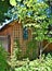 Shed at entrance to Bridge of Flowers, Shelburne Falls, Franklin County, Massacusetts, United States, USA