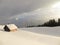 Shed on a snow field