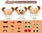 Sheep animal characters creation vector set. Sheep or lamb editable kit animal create eyes and mouth kit.