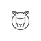 Sheep, animal head line icon