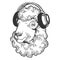 Sheep animal in headphones engraving vector
