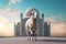 Sheep artwork complemented by an enchanting Islamic backdrop