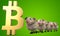 Sheep and bitcoin - 3D Illustration