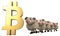 Sheep and bitcoin - 3D Illustration