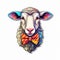 Sheep With Bow Tie Sticker In Algorithmic Art Style