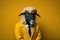 a sheep in a business suit being sad, c created with Generative AI technology