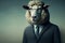 a sheep in a business suit,A man with a sheep\\\'s head, wearing glasses and an office suit,generative ai
