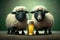 Sheep Celebrating St. Patrick`s Day with Beer and Costumes. Generative AI
