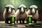 Sheep Celebrating St. Patrick`s Day with Beer and Costumes. Generative AI