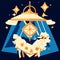 Sheep in the circus. Vector illustration in a flat style. Generative AI