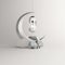 Sheep, cloud, crescent moon, hanging arabic lamp on white background.