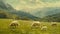 Sheep in countryside farm,shallow Depth of Field