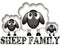 Sheep family in a funny cartoon