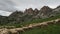 Sheep flock in dolomites mountain in summer