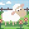 Sheep on the garden. Mosaic cute sheep pixel