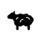 Sheep glyph icon. Wool fabric feature. Textile industry. Material quality. Fiber type. Black symbol
