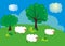 Sheep on green grass