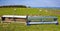 Sheep Hay Feeder on Hill Farm in England