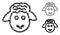 Sheep head Composition Icon of Inequal Pieces