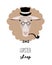 Sheep head isolated. cartoon animal wearing glasses, hat, bow pipe