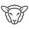 Sheep head line icon, Farm animals concept, lamb sign on white background, silhouette of sheep face icon in outline