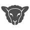 Sheep head solid icon, Farm animals concept, lamb sign on white background, silhouette of sheep face icon in glyph style