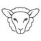 Sheep head thin line icon, Farm animals concept, lamb sign on white background, silhouette of sheep face icon in outline