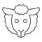 Sheep head thin line icon. Minimal sheep face symbol, farm lamb. Animals vector design concept, outline style pictogram