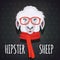 Sheep hipster dressed in red scarf