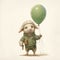 Sheep Holding Khaki Balloon: Animated Gifs In Qian Xuan Style