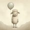 Sheep Holding Khaki Balloon: Animated Gifs In Qian Xuan Style